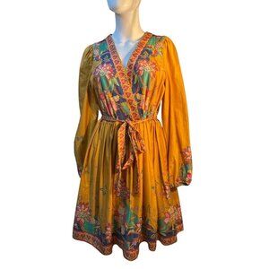 Antonio Melani Emma Surplice Tunic Dress 100% Cotton Ginger Paisley Size 8 NWT